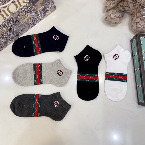 Gucci Socks 5 Pairs with Original Box Luxury Brand Breathable Gucci Sock