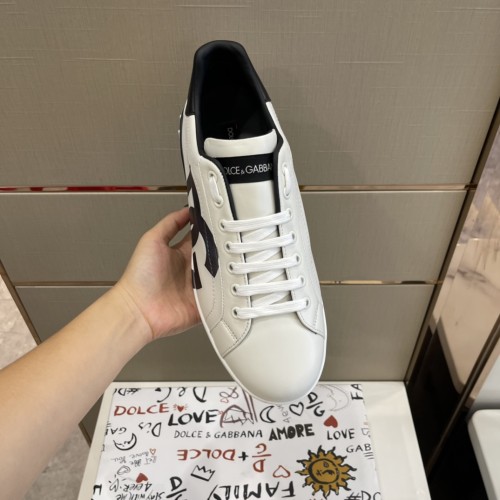 Dolce&Gabbana Men Shoes Sneakers Luxury Portofino Sneakers In Nappa Leather And Rubber Toe-Cap