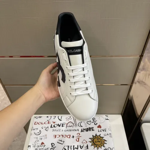 Dolce&Gabbana Men Shoes Sneakers Luxury Portofino Sneakers In Nappa Leather And Rubber Toe-Cap