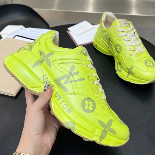 Gucci Women Shoes Women's Rhyton Gucci logo leather sneaker Luxury Brand with Original Box