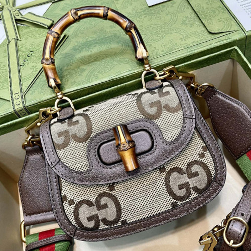 Gucci Womens Bags Handbags Shoulder Messenger Bags Luxury Brand Gucci Bamboo 1947 jumbo GG mini bag 686864 UQLBT 2570 with Original Box