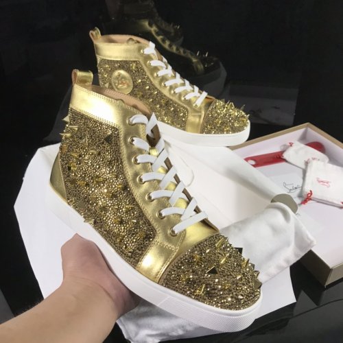 Christian Louboutin Mens Shoes Luxury Brand Red Bottom Design Louis Junior Spikes Flat with Original Box CL sneakers