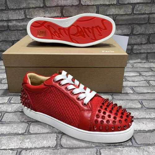 Christian Louboutin Mens Shoes Luxury Brand Red Bottom Design Louis Junior Spikes Flat with Original Box CL sneakers