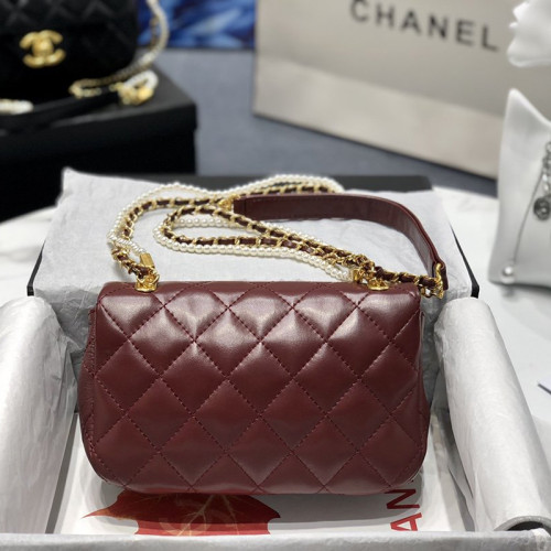 Chanel Womens Bags Flap Bag Calfskin, Crystal Pearls & Gold-Tone Metal Purple