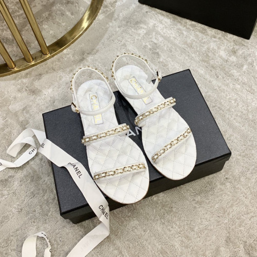 Chanel Womens Shoes Sandals Suede Calfskin