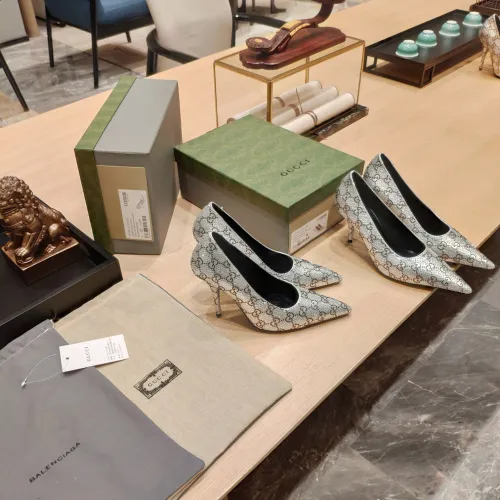 Gucci x Balenciaga Womens Shoes Slingback Pumps High Heel Luxury Brand Wedding Fashion Shoes for Women with Original Box