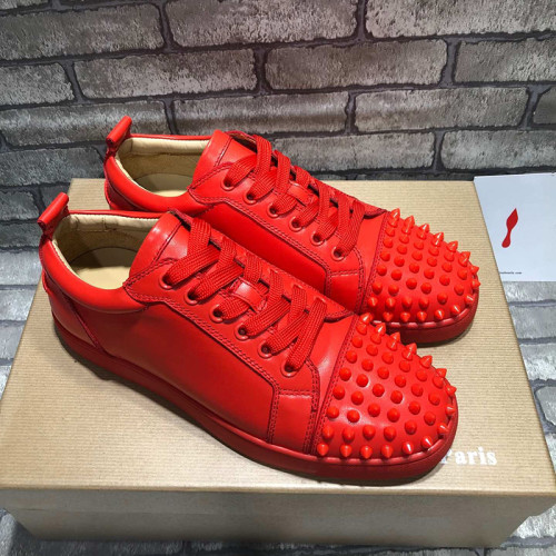 Christian Louboutin Mens Shoes Luxury Brand Red Bottom Design Louis Junior Spikes Flat with Original Box CL sneakers