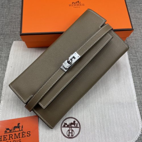 Hermes Womens Mens Wallets Purse Kelly Bag Clutch Leather Design Coin Bag with Original Box