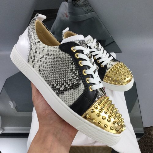 Christian Louboutin Mens Shoes Luxury Brand Red Bottom Design Louis Junior Spikes Flat with Original Box CL sneakers