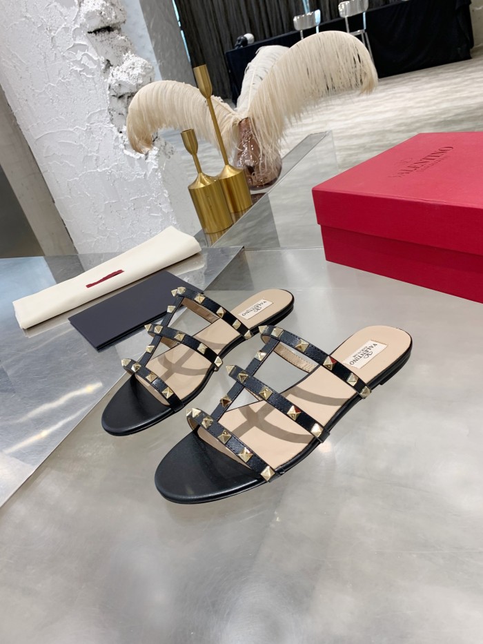Valentino Women Shoes Mule Flip Flop Sandals ROMAN STUD SLIDE SANDAL IN QUILTED NAPPA with Original Box Luxury Brand
