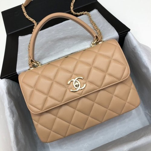 Chanel Womens Shoulder Bags Luxury Brand with Original Box Small Flap Bag With Top Handle Lambskin & Gold-Tone Metal