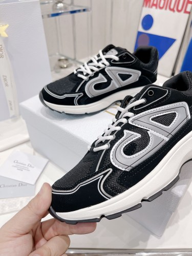 Dior Mens Shoes Sneakers Luxury Brand B30 SNEAKER Black Mesh and Technical Fabric Unisex Design 3SN279ZMB_H969