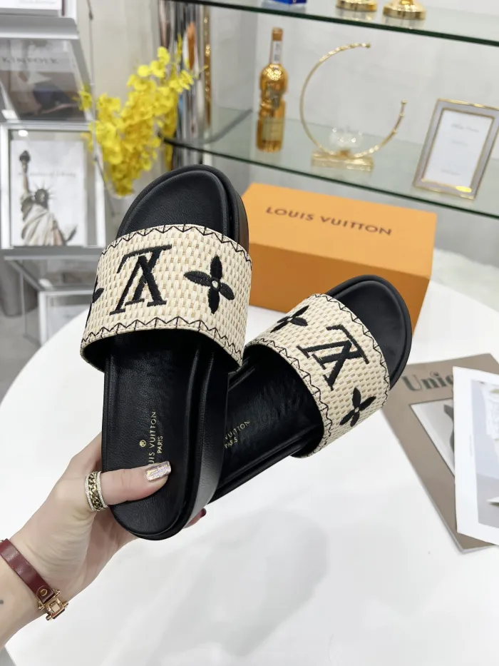 Louis Vuitton Womens Shoes Sandals Slippers Luxury Brand Louis Vuitton JUMBO FLATFORM MULE with Original Box 1A9QYY