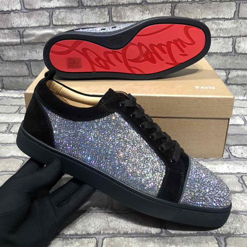 Christian Louboutin Mens Shoes Luxury Brand Red Bottom Design Louis Junior Spikes Flat with Original Box CL sneakers