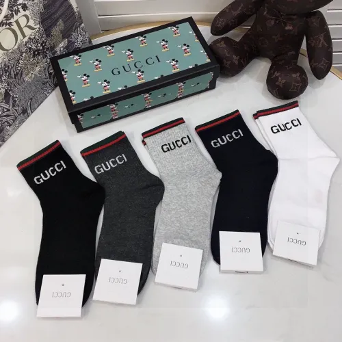 Gucci Socks 5 Pairs with Original Box Luxury Brand Breathable Gucci Sock