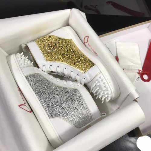 Christian Louboutin Mens Shoes Luxury Brand Red Bottom Design Louis Junior Spikes Flat with Original Box CL sneakers