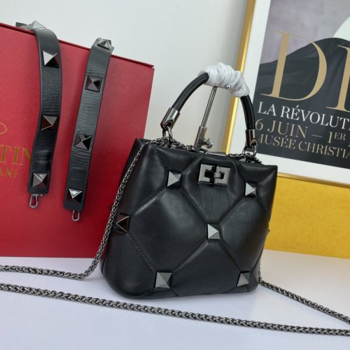Valentino Womens Bags Crossbody Bags Handbags Luxury Brand SMALL ROMAN STUD THE HANDLE BAG IN NAPPA WW2B0I97LWB0NO with Original Box