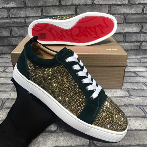 Christian Louboutin Mens Shoes Luxury Brand Red Bottom Design Louis Junior Spikes Flat with Original Box CL sneakers