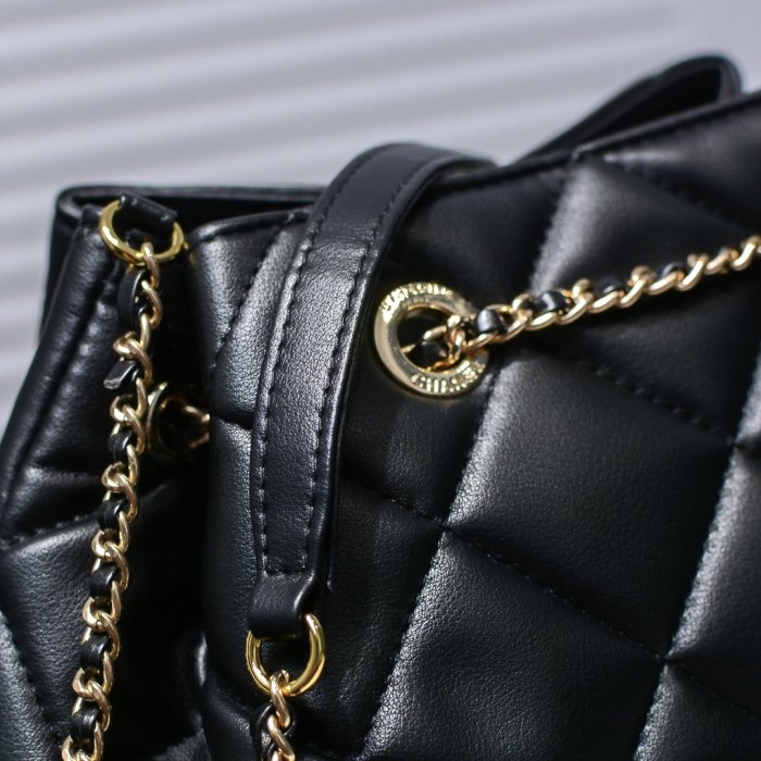 Chanel Womens Bags Drawstring Chain Bucket Bag