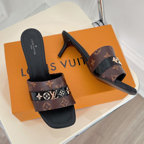 Louis Vuitton Womens Shoes Sandals Slippers Luxury Brand REVIVAL MULE 1A8W32 calf leather with Original Box 5.5cm Heel