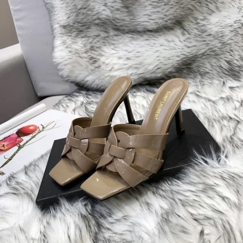 Saint Laurent YSL Womens Shoes TRIBUTE HEELED MULES IN SMOOTH LEATHER 9CM