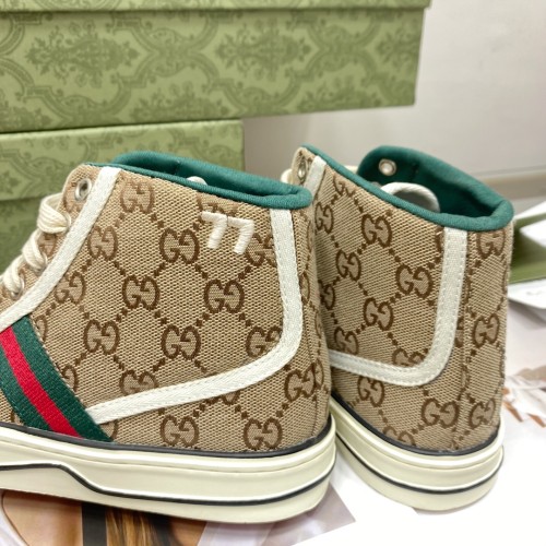 Gucci Womens Shoes Fashion Type Luxury Brand Leather Women's Gucci Tennis 1977 high top sneaker with Original Box 627838 HVK70 9765