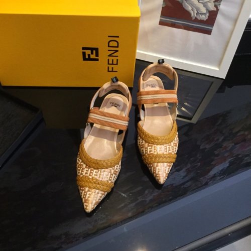Fendi Womens Shoes COLIBRÌ Raffia Slingbacks 2.0cm