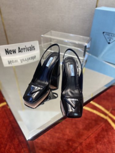 Prada Womens Shoes Slingback Pumps Luxury Brand Casual Shoes for Women with Original Box 8.5cm Heel