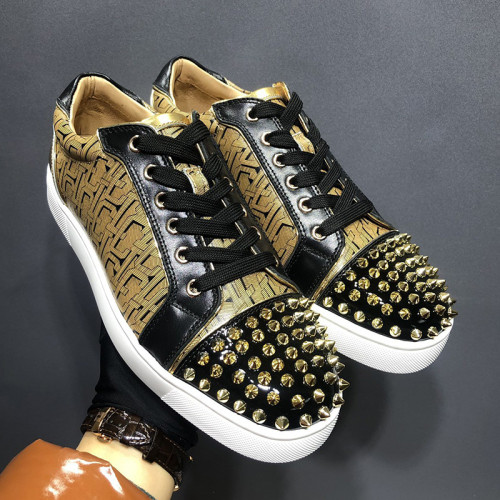 Christian Louboutin Mens Shoes Luxury Brand Red Bottom Design Louis Junior Spikes Flat with Original Box CL sneakers