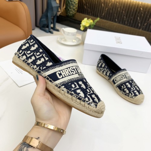 Dior Womens Shoes DIOR GRANVILLE ESPADRILLE Deep Blue Dior Oblique Embroidered Cotton with Original Box KDB585OBE_S56B