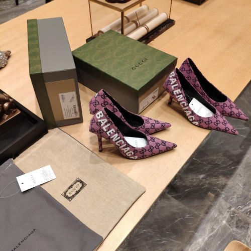 Gucci x Balenciaga Womens Shoes Slingback Pumps High Heel Luxury Brand Wedding Fashion Shoes for Women with Original Box