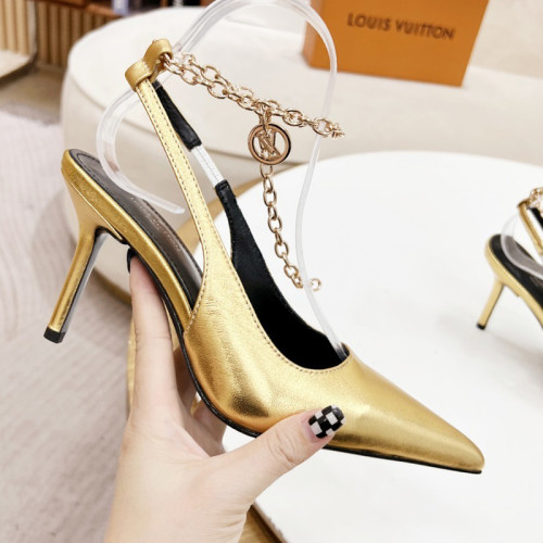 Louis Vuitton Womens Shoes Pumps Sandals Leather Design Luxury Brand Fashion Sandals with Original Box 8cm Heel