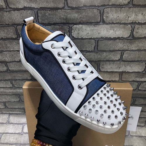 Christian Louboutin Mens Shoes Luxury Brand Red Bottom Design Louis Junior Spikes Flat with Original Box CL sneakers