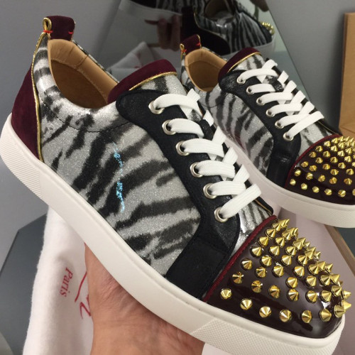 Christian Louboutin Mens Shoes Luxury Brand Red Bottom Design Louis Junior Spikes Flat with Original Box CL sneakers