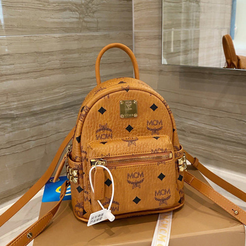 MCM Women Bags Backpacks Luxury Brand Stark Bebe Boo Backpack in Visetos with Original Box MMK6SVE92CO001