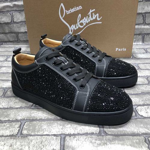 Christian Louboutin Mens Shoes Luxury Brand Red Bottom Design Louis Junior Spikes Flat with Original Box CL sneakers