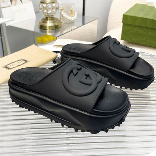 Gucci Womens Shoes Platform Slide Slippers Sandal Summer Design Luxury Brand Women's GG platform slide sandal with Original Box