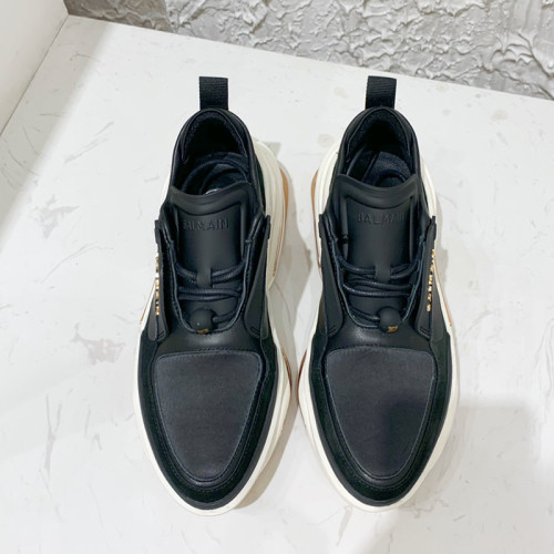 Balmain Women Shoes Sneakers Luxury Brand Black and white leather and suede BBold low-top sneakers TN0C496LSHDEAB
