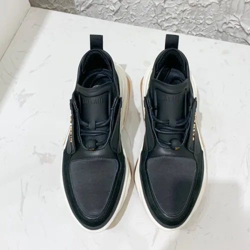 Balmain Women Shoes Sneakers Luxury Brand Black and white leather and suede BBold low-top sneakers TN0C496LSHDEAB