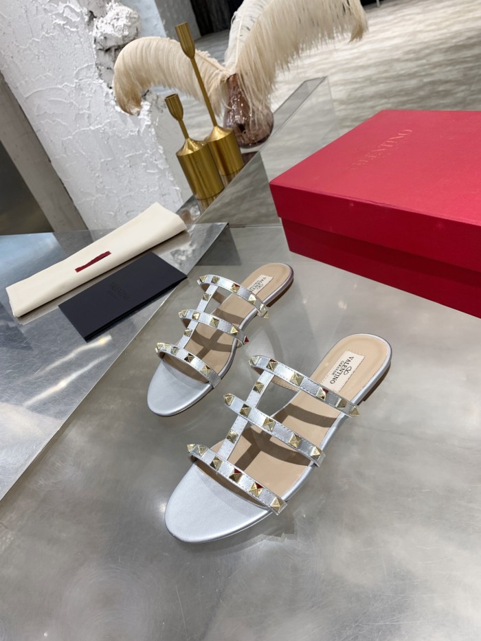 Valentino Women Shoes Mule Flip Flop Sandals ROMAN STUD SLIDE SANDAL IN QUILTED NAPPA with Original Box Luxury Brand
