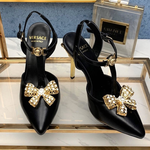 Versace Brand Womens Sandals Shoes Leather Big Size LA MEDUSA SLING-BACK PUMPS High Heel Design Luxury Brand Sandals for Women