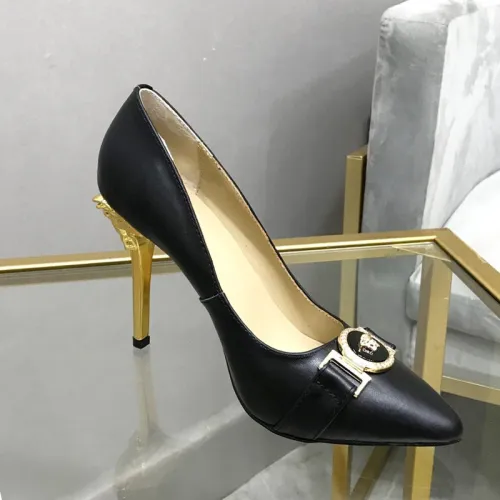 Versace Brand Womens Sandals Shoes Leather Big Size LA MEDUSA PATENT SAFETY PIN LEATHER PUMPS High Heel Design Luxury Brand Sandals for Women