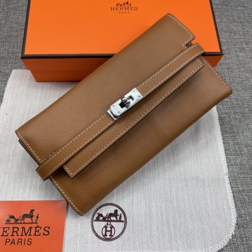 Hermes Womens Mens Wallets Purse Kelly Bag Clutch Leather Design Coin Bag with Original Box
