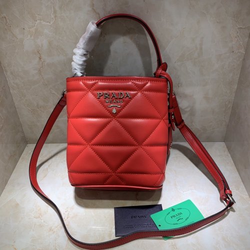 Prada Womens Bag Leather Shoulder Bag Bucket Bag