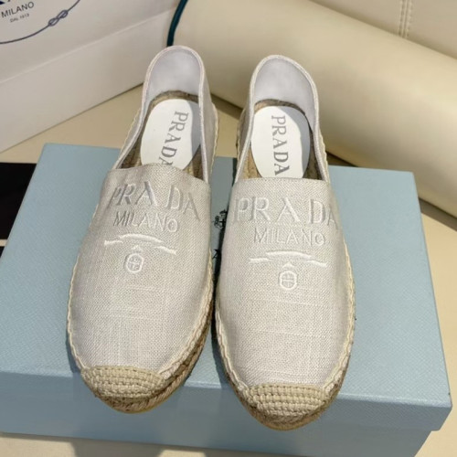 Prada Womens Shoes Casual Luxury Brand Breathable Hemp espadrilles with Original Box