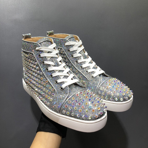 Christian Louboutin Mens Shoes Luxury Brand Red Bottom Design Louis Junior Spikes Flat with Original Box CL sneakers