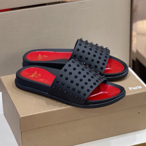 Christian Louboutin CL Men Shoes Slippers Luxury Brand Red Botton Mens Slides with Original Box