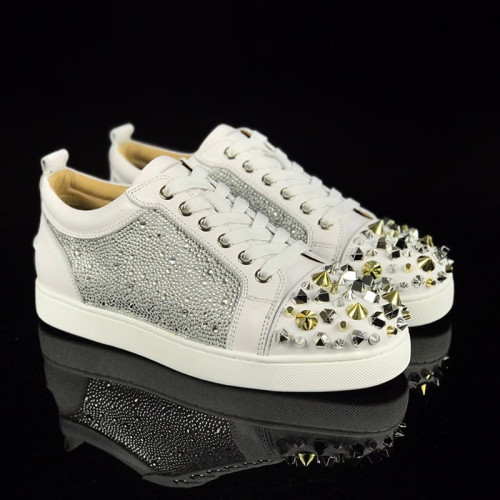 Christian Louboutin Mens Shoes Luxury Brand Red Bottom Design Louis Junior Spikes Flat with Original Box CL sneakers