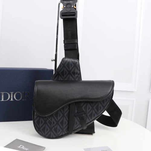 Dior Womens Mens Bag Saddle Bag Luxury Brand Design Fashion Type Shoulder Bags SADDLE BAG Black CD Diamond Canvas and Smooth Calfskin 1ADPO093CDP_H43E with Original Box