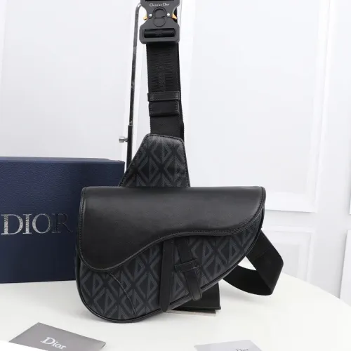 Dior Womens Mens Bag Saddle Bag Luxury Brand Design Fashion Type Shoulder Bags SADDLE BAG Black CD Diamond Canvas and Smooth Calfskin 1ADPO093CDP_H43E with Original Box